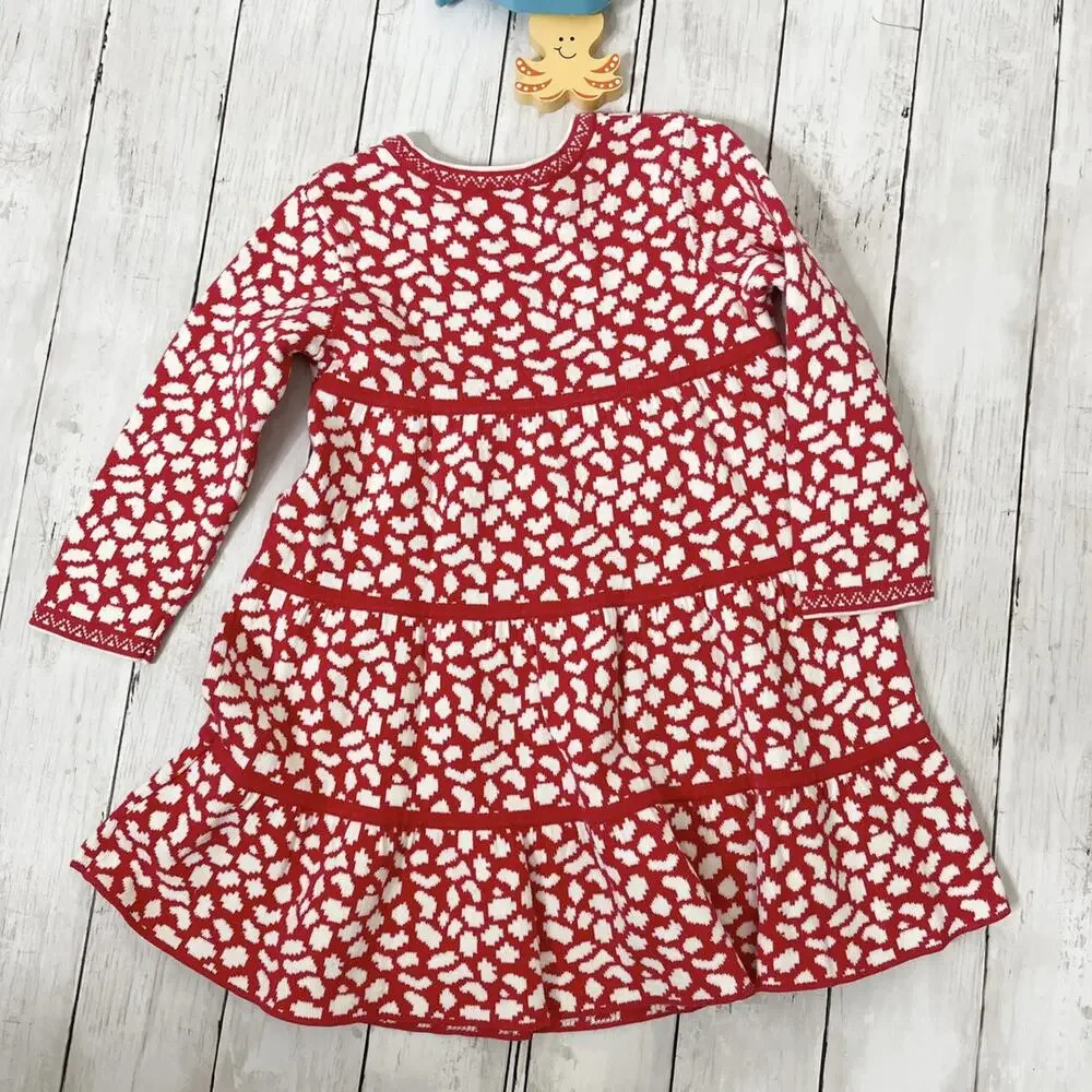 Hanna Andersson white and red sweater dress Sz 4